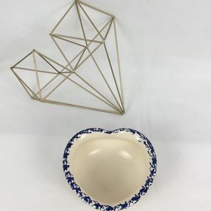 Cream & Blue Heart Shaped Bowl
